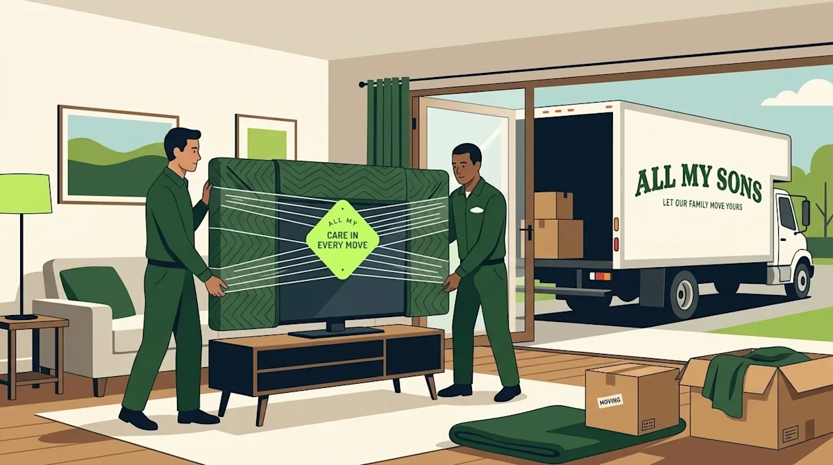 The generated image will be used as a thumbnail and top of page hero image for the blog of All My Sons Moving & Storage (http