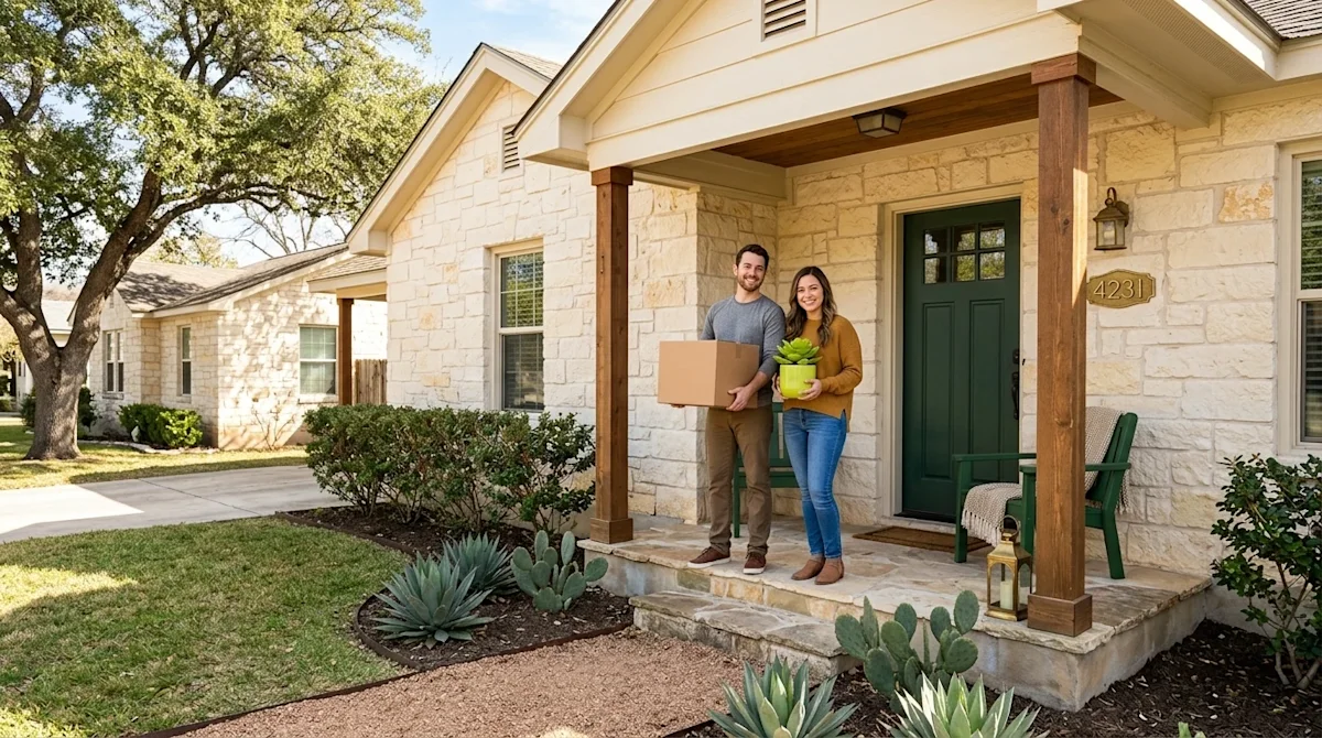 Professional marketing photography of a beautiful, welcoming home exterior in San Antonio, Texas, emphasizing strong curb app