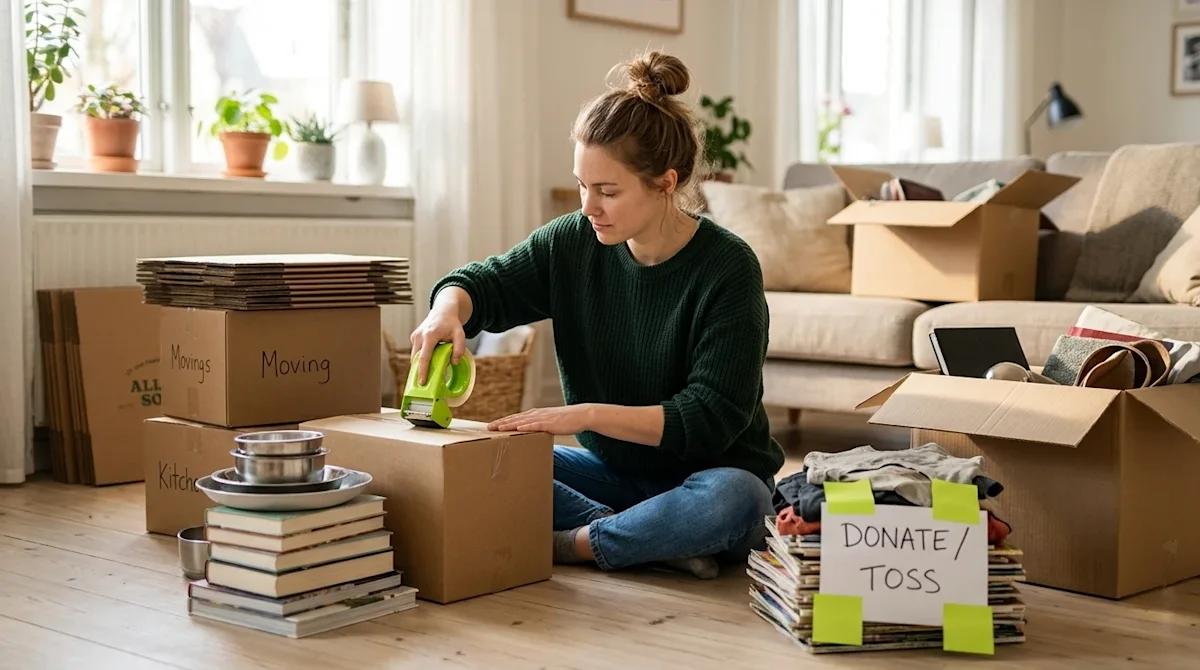 Authentic lifestyle photography of a person sitting on the wooden floor of a brightly lit, cozy home living room, actively or