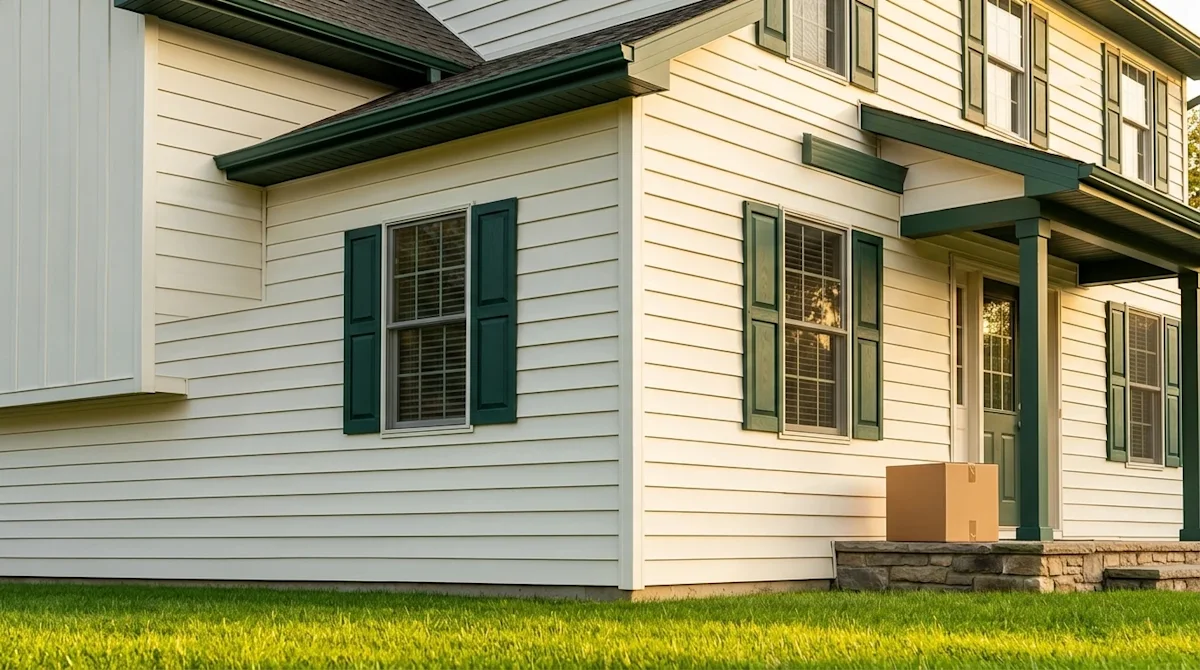 Clear and professional marketing photography of a beautifully maintained suburban home exterior, framed to highlight the pris