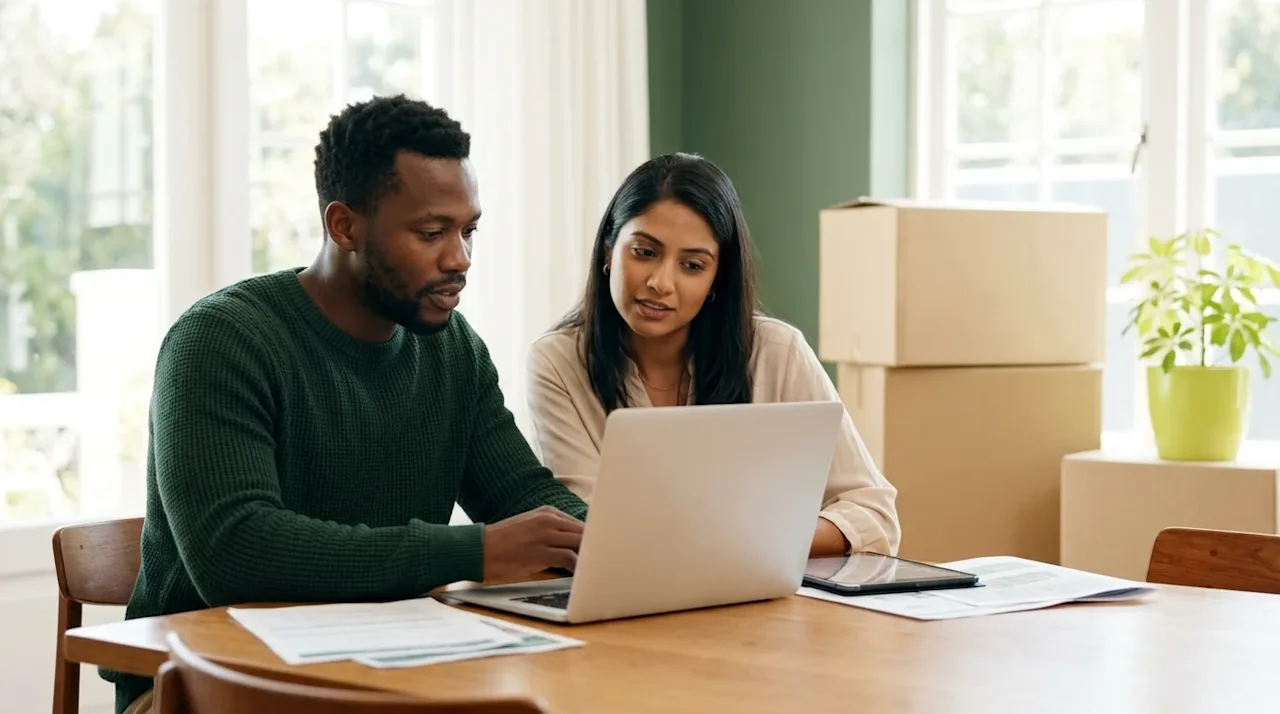 A high-resolution lifestyle photograph representing the concept of "Pricing Your Home" for a moving and storage company blog.