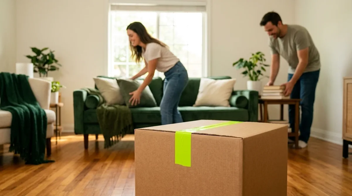 Candid lifestyle photography, 35mm film aesthetic with warm lighting and a slight direct-flash vintage feel. A bright, inviti