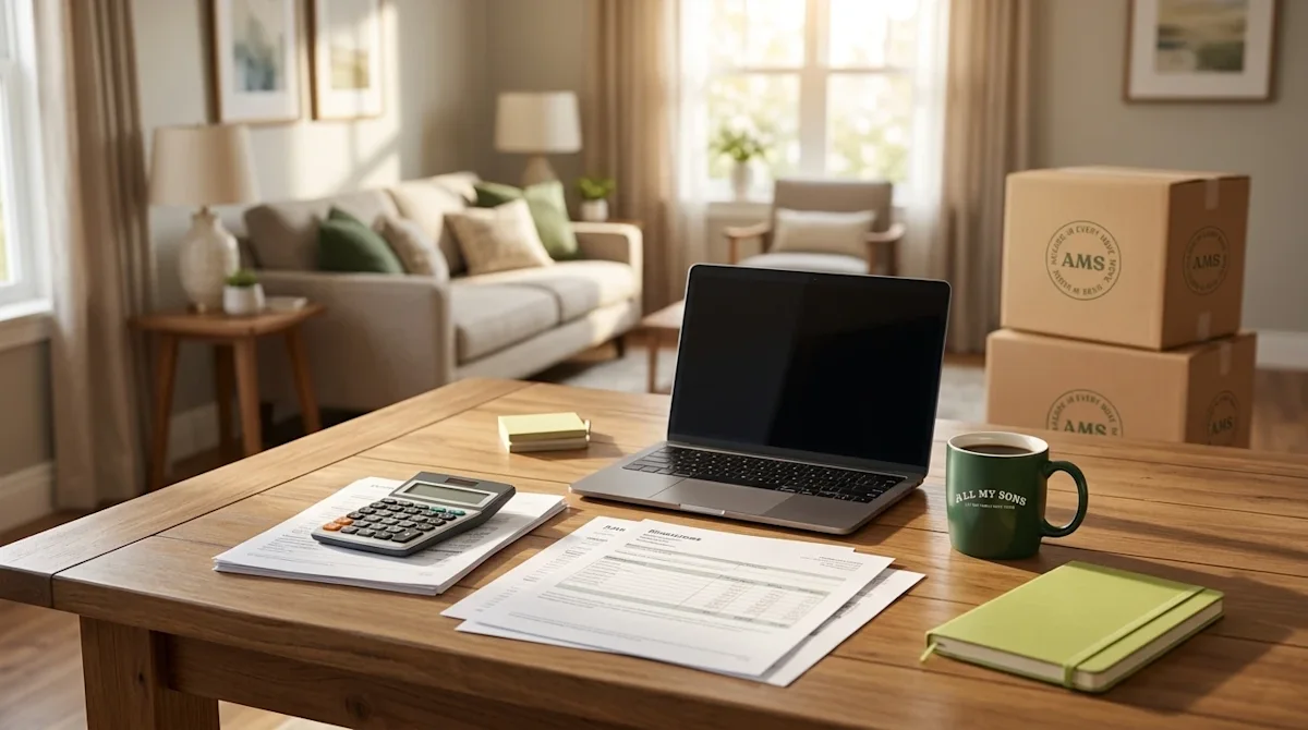A high-quality lifestyle photograph of a warm, inviting home interior, focusing on a wooden table in the foreground. On the t