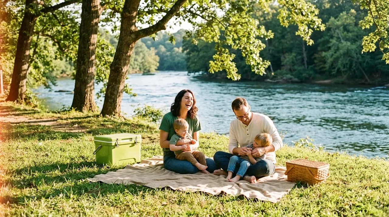 Candid lifestyle photography, 35mm film aesthetic with subtle film grain and warm, natural sunlight. A peaceful and inviting