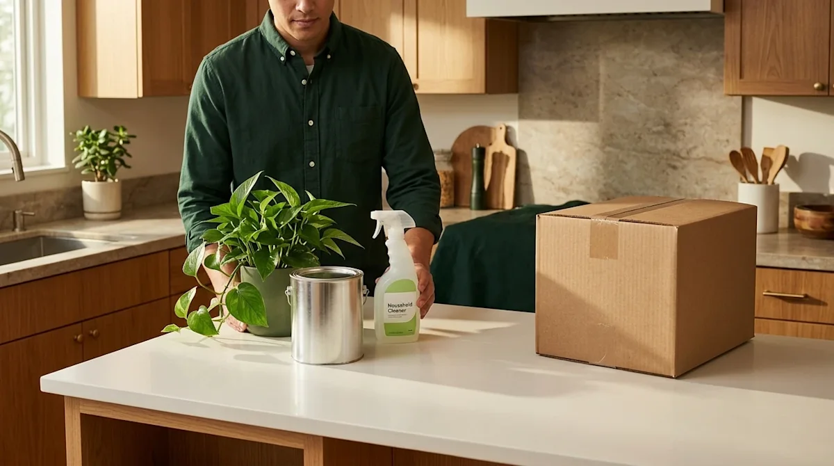 Professional marketing photography, clear and borderless lifestyle shot. A well-lit, inviting home interior with warm, natura