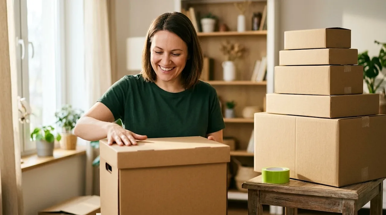 Authentic lifestyle photography, 35mm film style with slight natural grain and warm analog color grading. A cheerful adult st