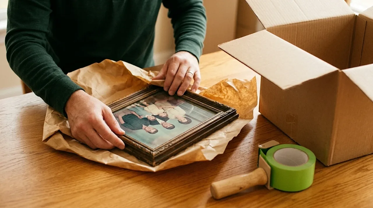 A clear, professional marketing photograph, editorial lifestyle shot. Close-up on a person's hands delicately wrapping a cher