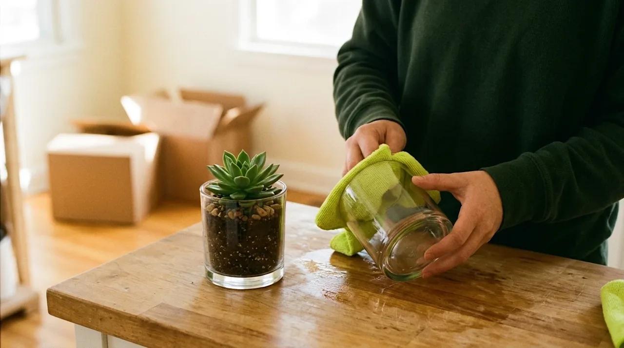 Candid lifestyle photography, 35mm film aesthetic, warm natural window lighting, slight vintage film grain. A close-up of a c