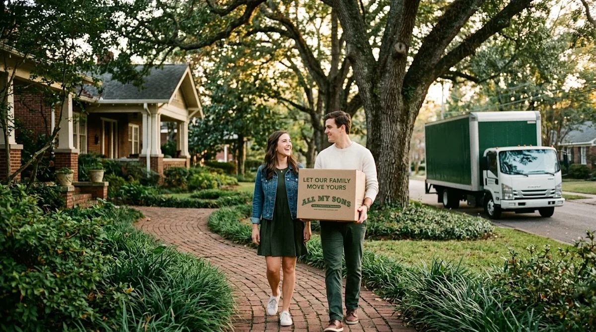 Candid lifestyle photography of a hidden gem historic neighborhood in Birmingham, Alabama. A young, happy couple walks up a w