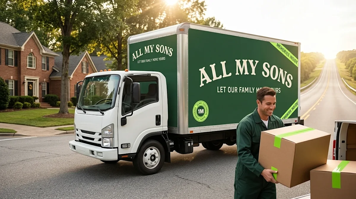 Clear, professional marketing photography capturing the essence of both local and long-distance moving. A pristine moving tru