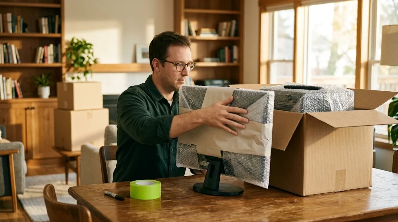 Candid lifestyle photography, 35mm film aesthetic with subtle grain and warm, nostalgic natural lighting. A person carefully