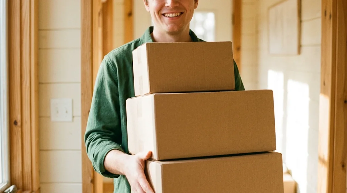 Candid lifestyle photography, shot on 35mm film with a nostalgic, warm aesthetic and subtle film grain. A happy, relaxed pers