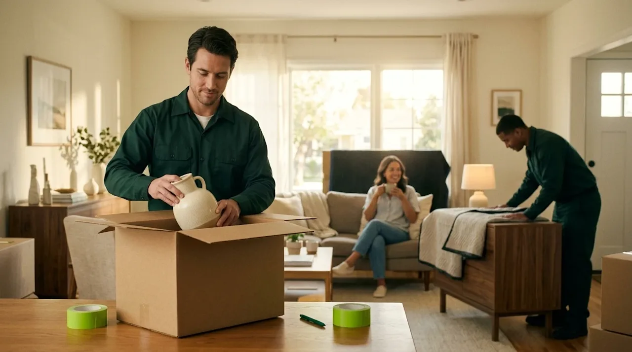 Professional marketing lifestyle photography of a stress-free, full-service moving experience inside a bright, welcoming subu