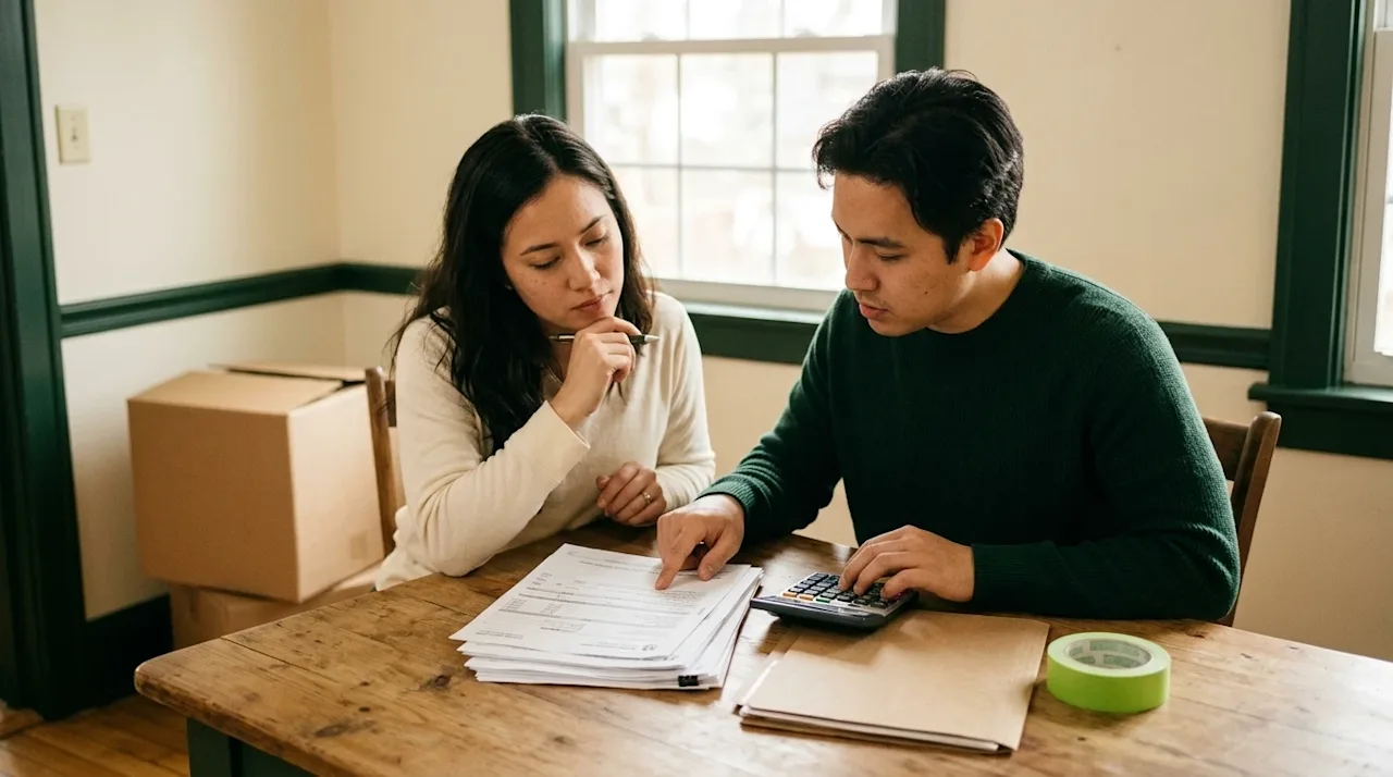 High-quality lifestyle photography, shot with a warm, authentic, slightly vintage 35mm film aesthetic. A thoughtful couple si