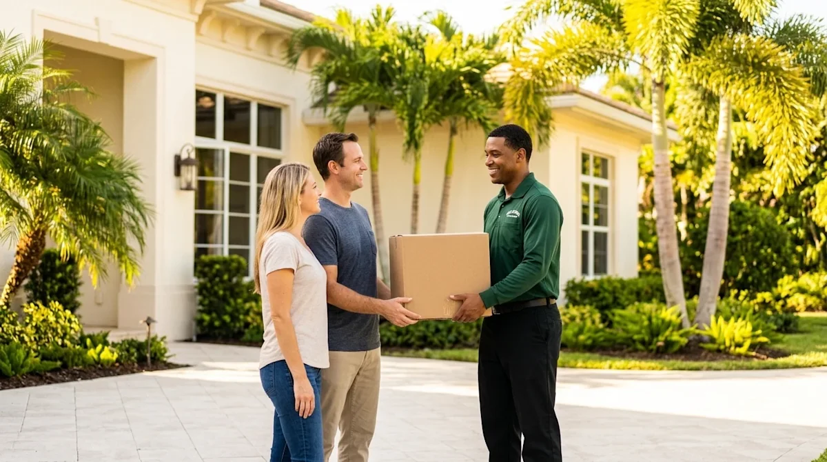Professional marketing photography, bright and welcoming blog hero image. A beautiful, sun-drenched residential home in West