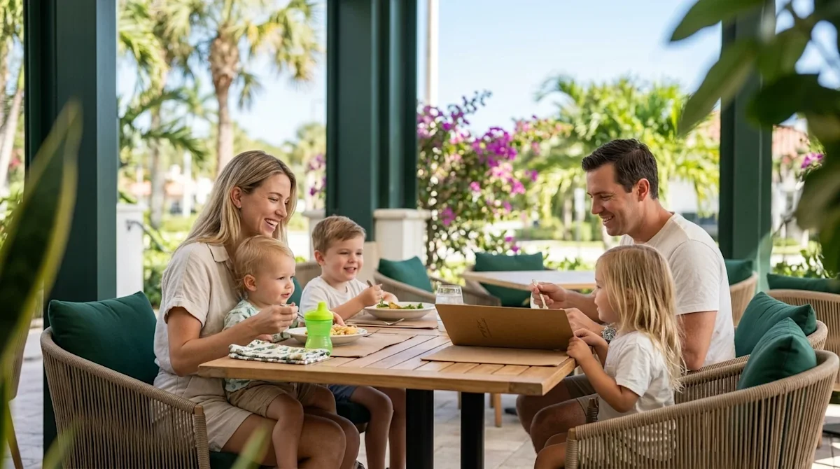 Clear, professional lifestyle marketing photography of a happy young family with two children enjoying a relaxed, stress-free