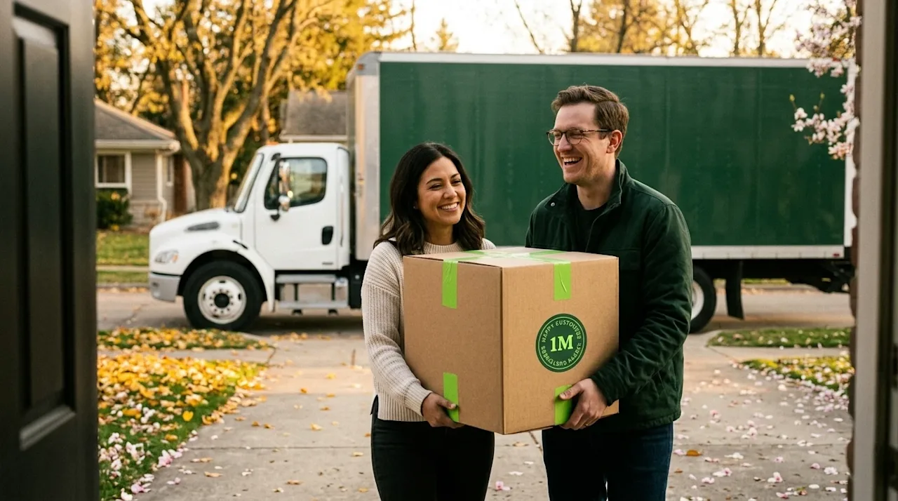 High-quality candid lifestyle photography. A warm, slightly vintage film-style photo of a smiling couple carrying a natural b