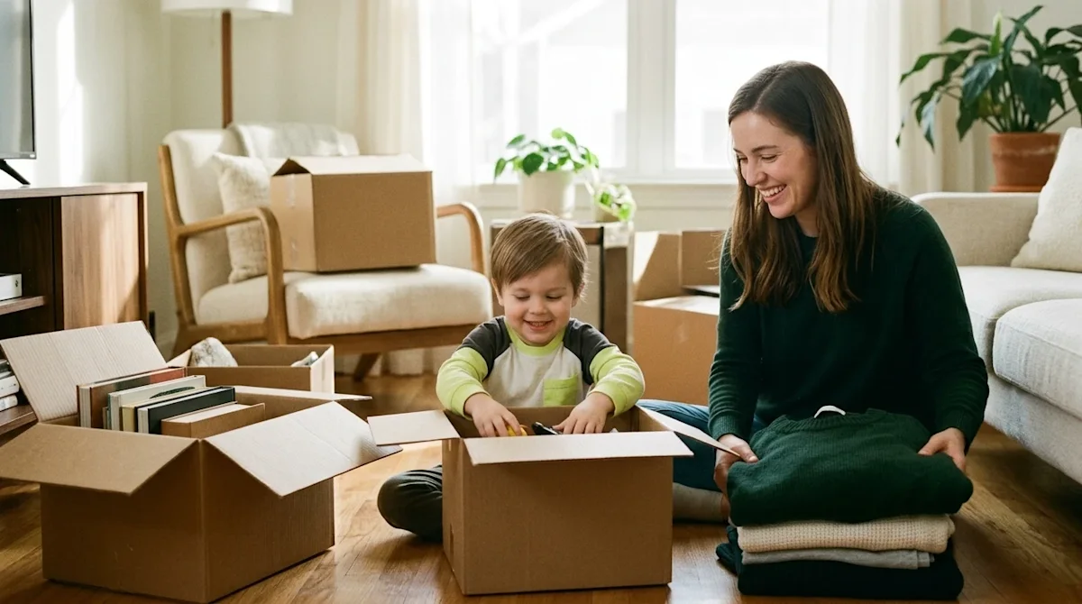 Professional marketing photography, clear candid shot, 35mm film look with a subtle warm vintage-tinged aesthetic. A happy fa