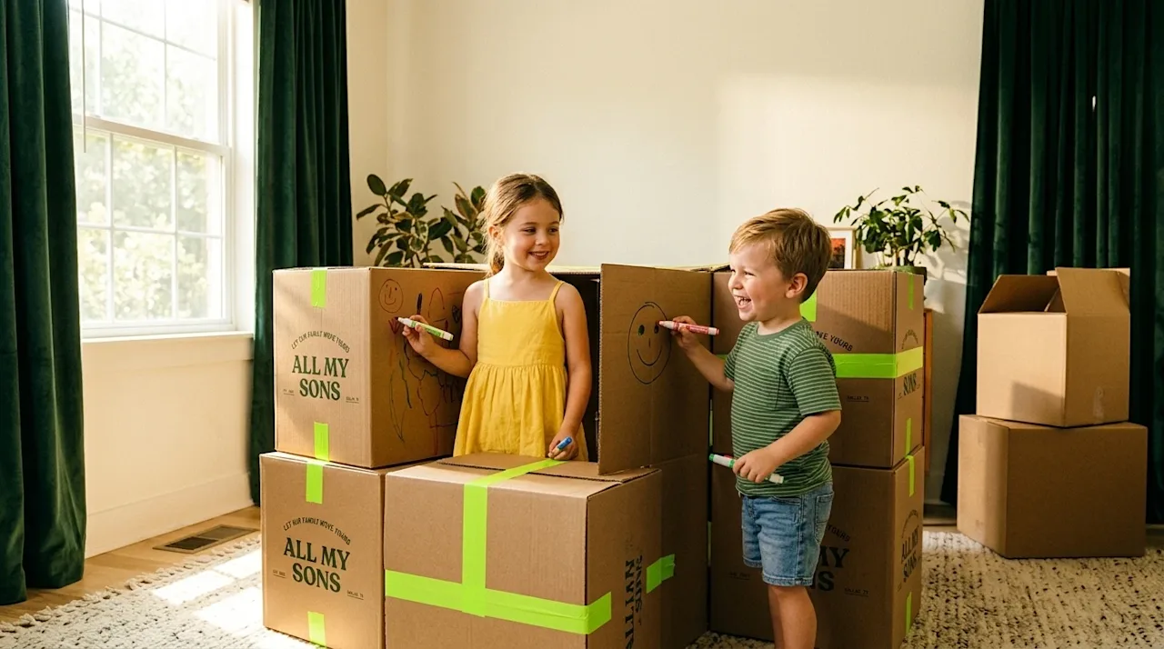 Authentic lifestyle photography of a joyful summer scene featuring two young children happily playing inside a makeshift fort