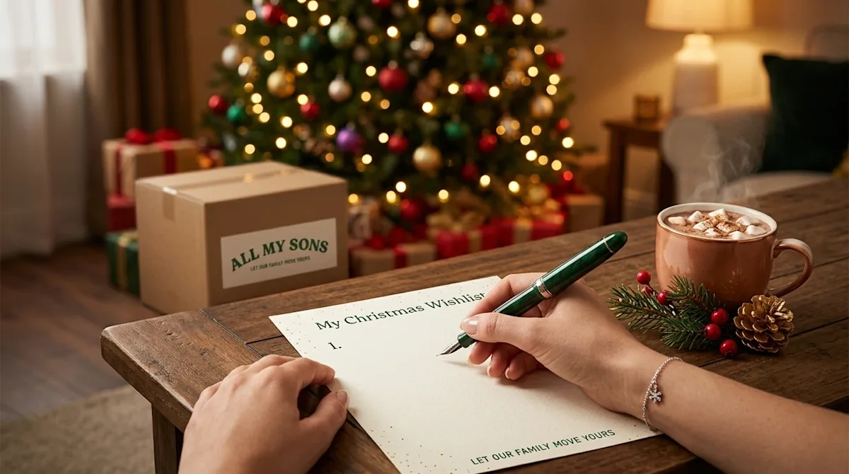 Professional photography of an inviting coffee table scene shot from a subtle overhead angle. A person hands are gracefully w