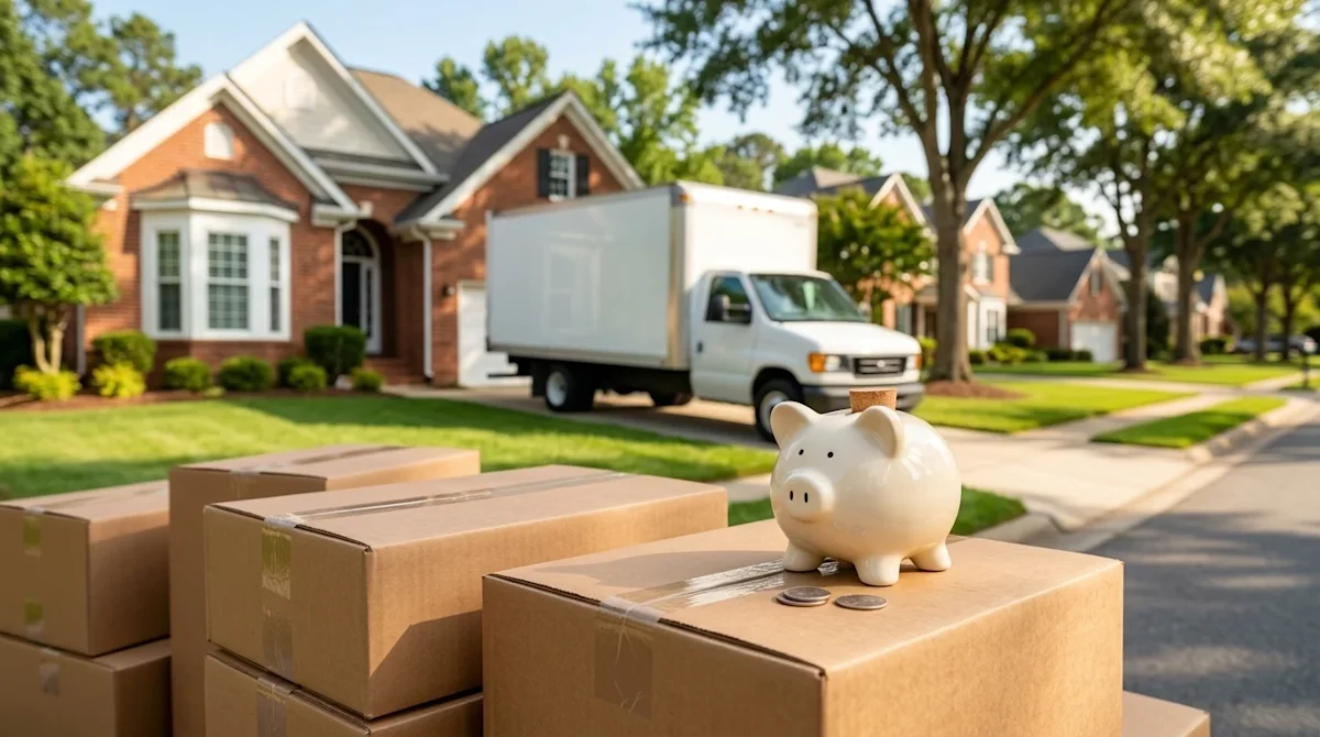 Commercial photography, wide aspect hero image. A bright, optimistic scene set in a welcoming suburban neighborhood of Newpor