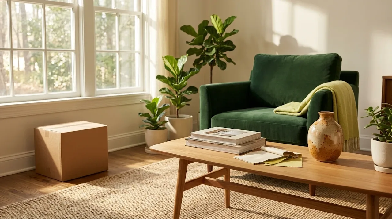 Professional lifestyle photography of a beautifully styled, high-end living room interior, representing interior design secre