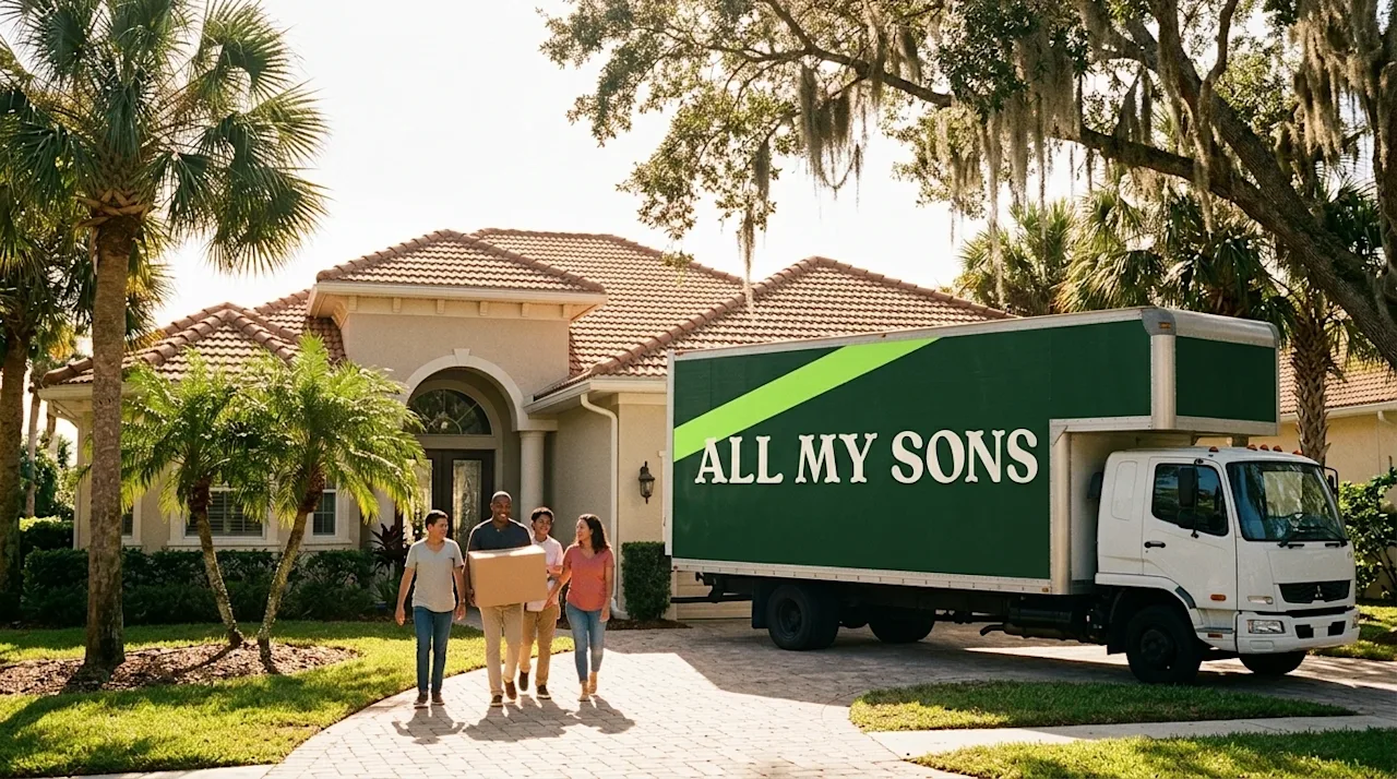 Candid 35mm film photography of a sunny, welcoming residential street in Jacksonville, Florida, featuring a classic coastal-s
