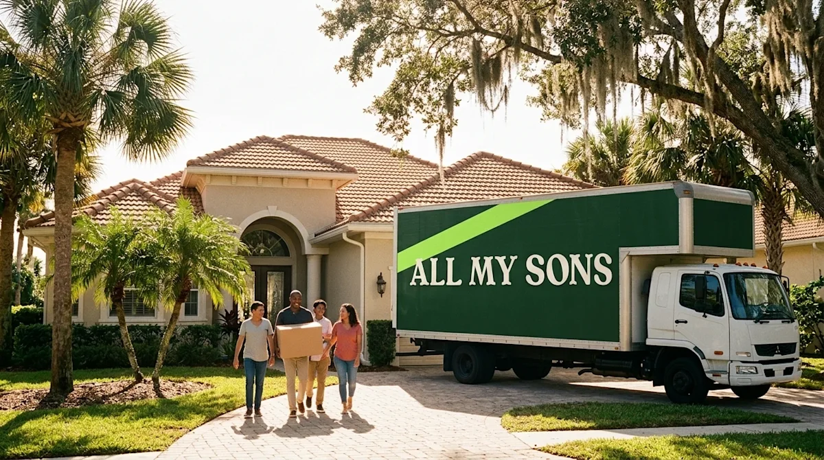 Candid 35mm film photography of a sunny, welcoming residential street in Jacksonville, Florida, featuring a classic coastal-s