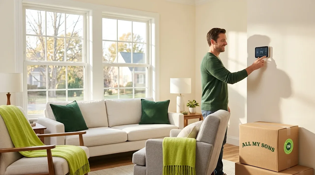 Professional marketing photography of a bright, welcoming living room in a Murfreesboro home, emphasizing energy efficiency.