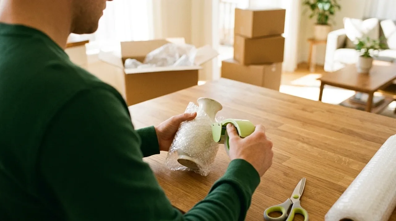 Candid lifestyle photography, 35mm film aesthetic, warm and authentic atmosphere. A close-up, over-the-shoulder angle of a pe