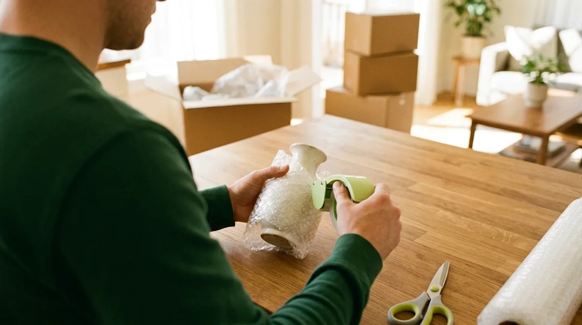 Candid lifestyle photography, 35mm film aesthetic, warm and authentic atmosphere. A close-up, over-the-shoulder angle of a pe