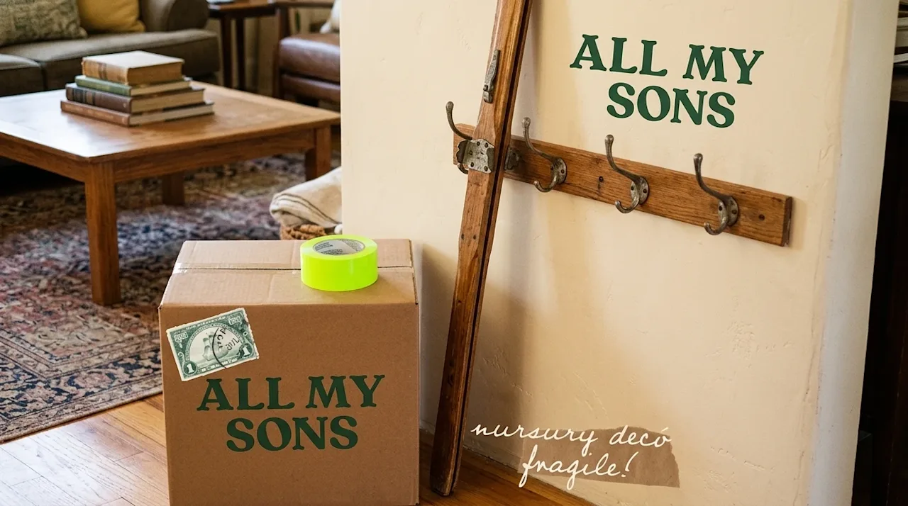 Candid lifestyle photography of a creative home DIY project showing ways to repurpose old ski equipment. A pair of vintage wo