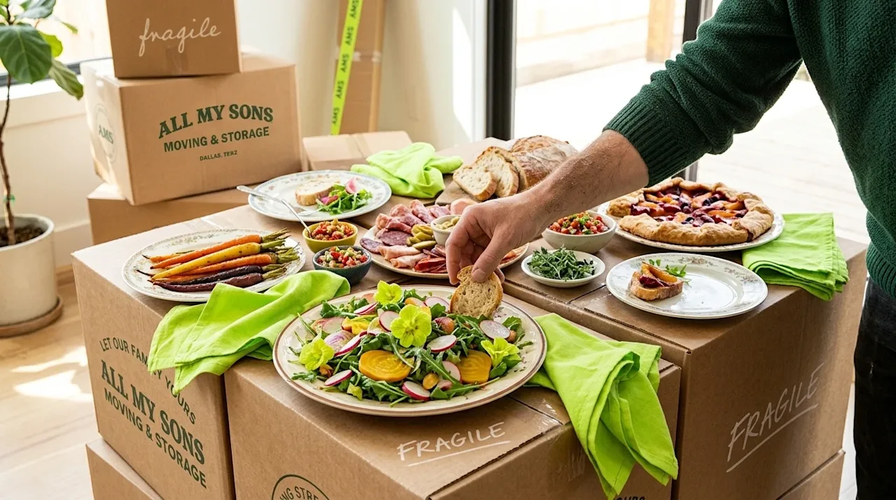 A candid, photorealistic lifestyle photograph for a foodie blog. A vibrant, appetizing spread of gourmet farm-to-table food,