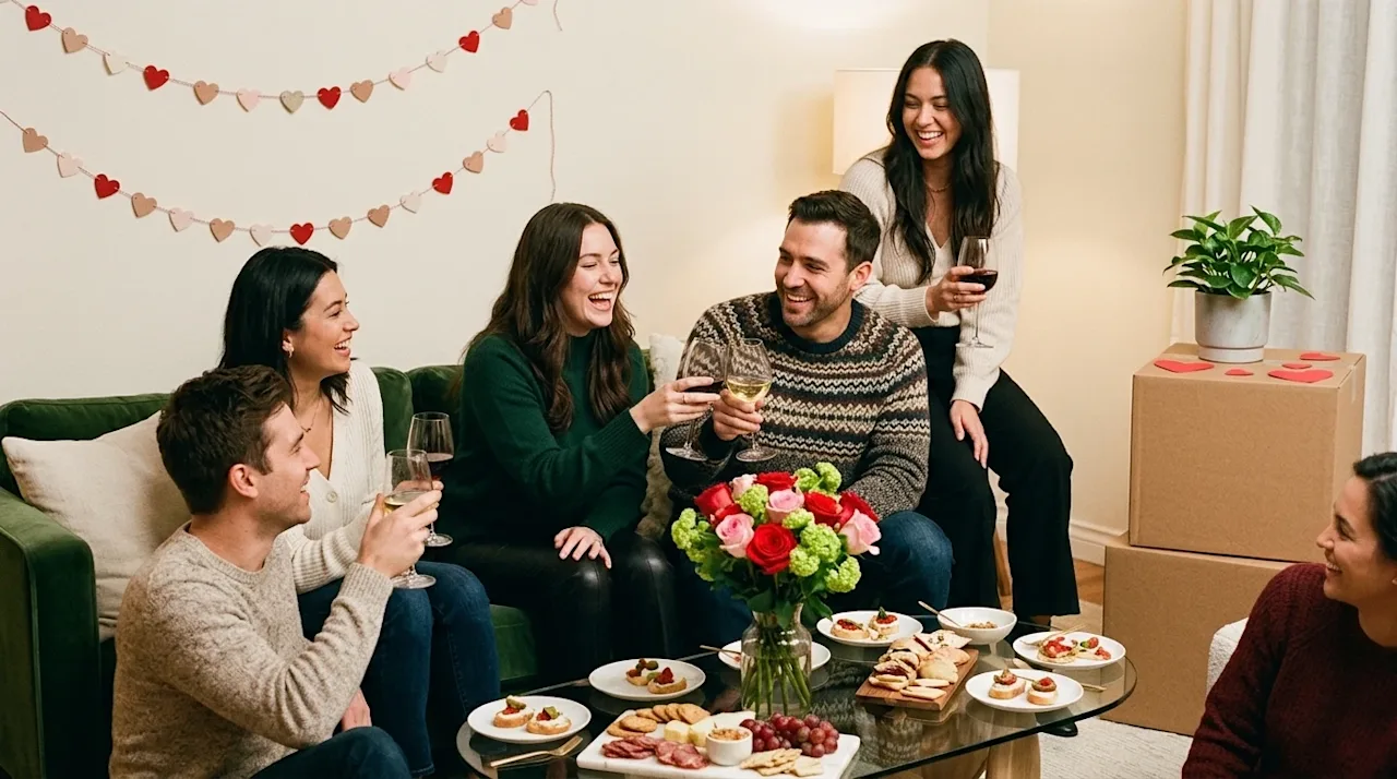 Professional lifestyle marketing photography, candid and authentic 35mm film aesthetic with warm lighting. A joyful group of