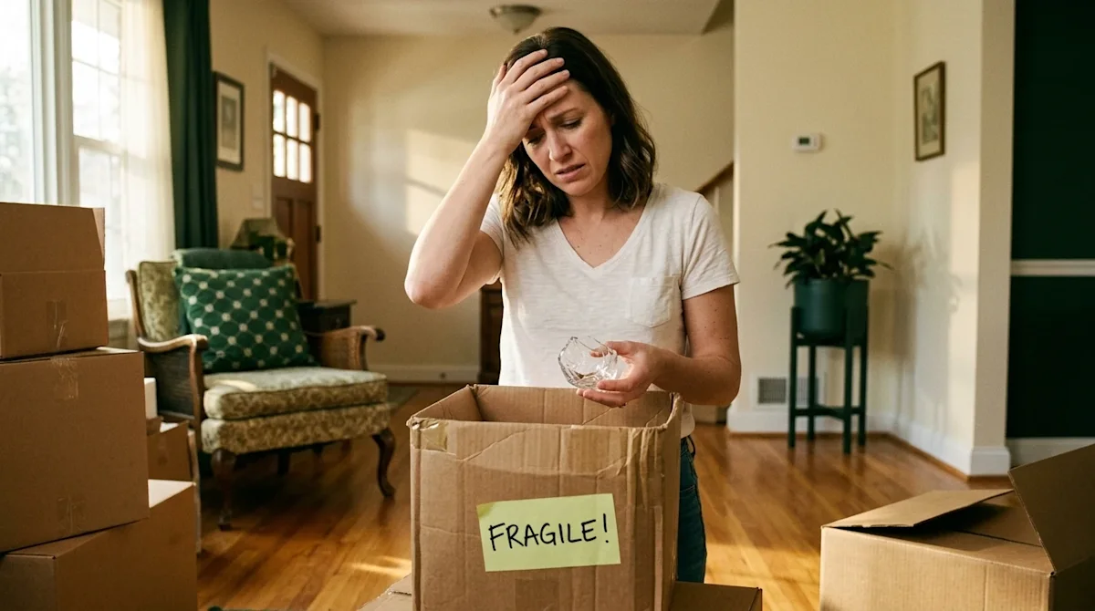 Professional marketing photography, clear and full bleed without borders. A candid, editorial-style medium shot of a stressed