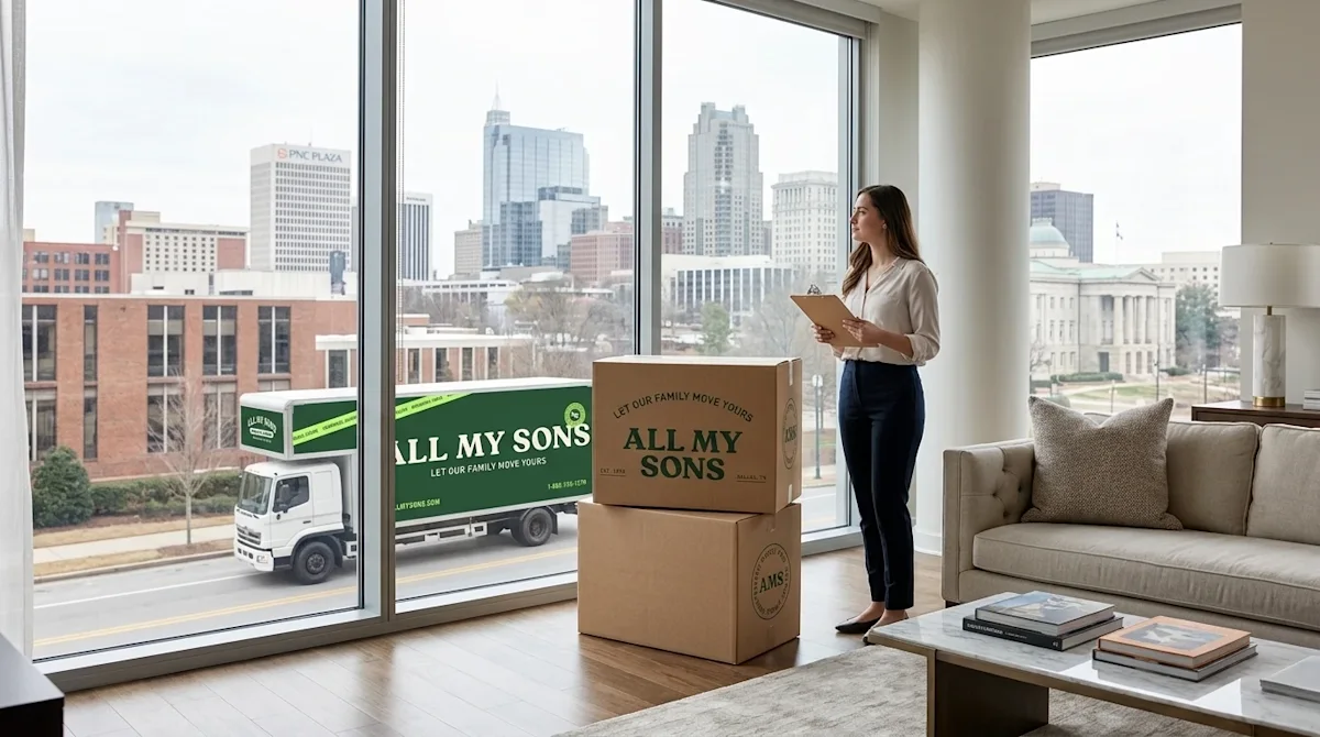 The generated image will be used as a thumbnail and top of page hero image for the blog of All My Sons Moving & Storage (http