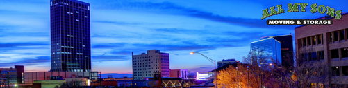 denton texas buildings at sunset