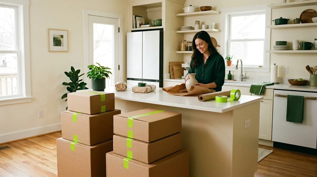 Candid lifestyle photography, authentic 35mm film aesthetic. A bright, welcoming home interior with warm wood floors and crea