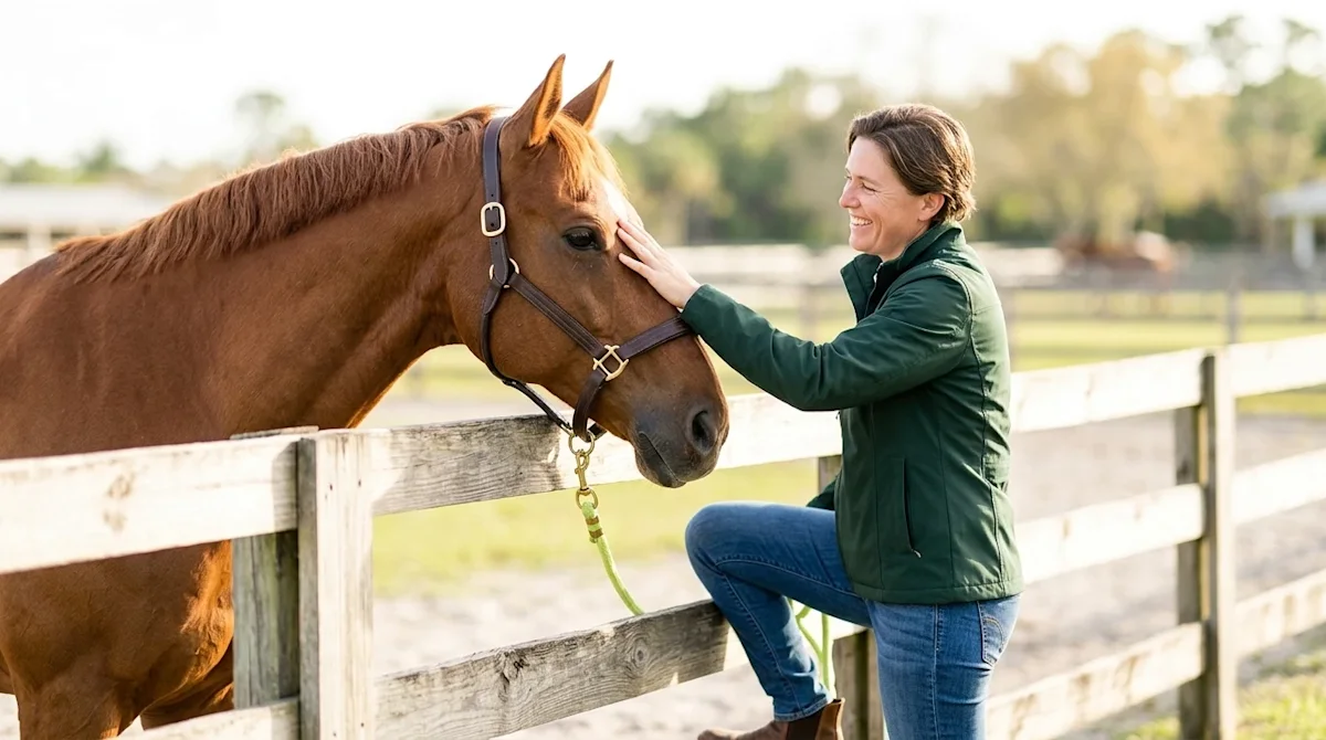 Professional marketing photography, a heartwarming lifestyle scene of a smiling person gently petting their beautiful new che