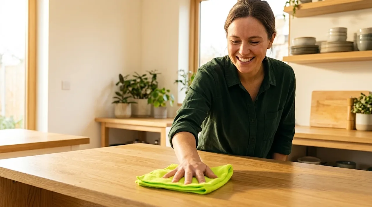 Professional marketing photography, edge-to-edge full frame lifestyle photograph. A bright, airy, modern home interior during