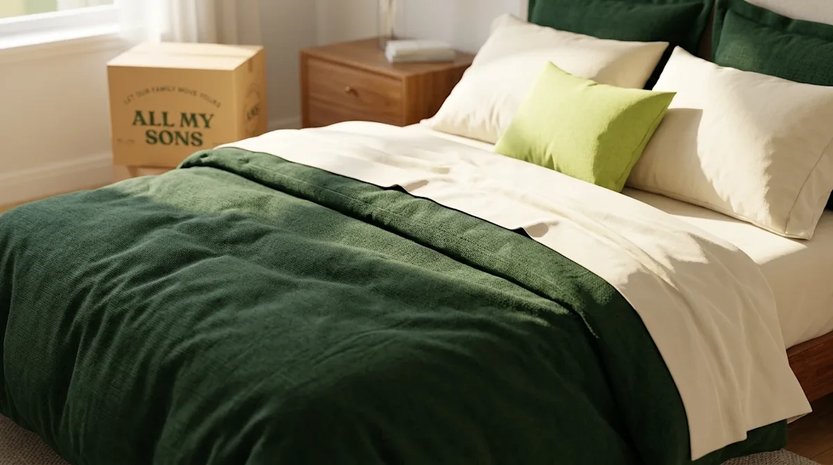 Clear, professional lifestyle marketing photography of a perfectly styled, welcoming bedroom freshly updated with luxurious b