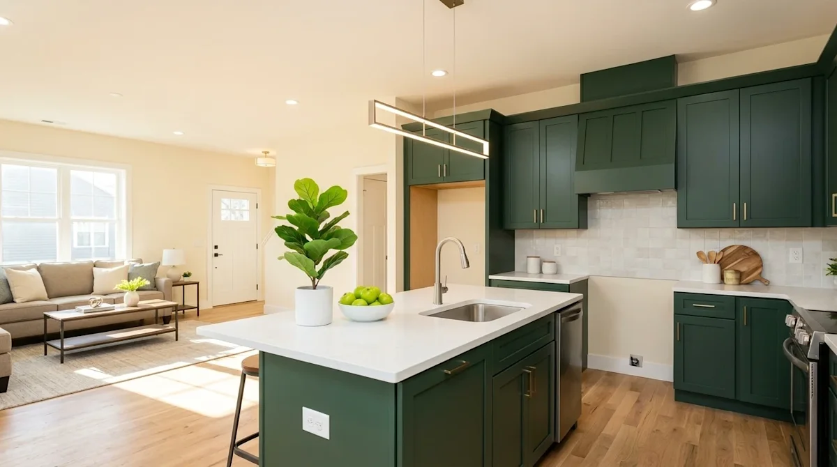 Clear and professional marketing photography of a beautifully updated modern home interior, illustrating valuable home improv