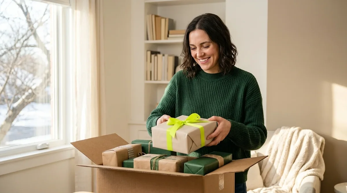 Clear and professional marketing photography of a smiling person indoors, standing in a brightly lit, warm, inviting room wit