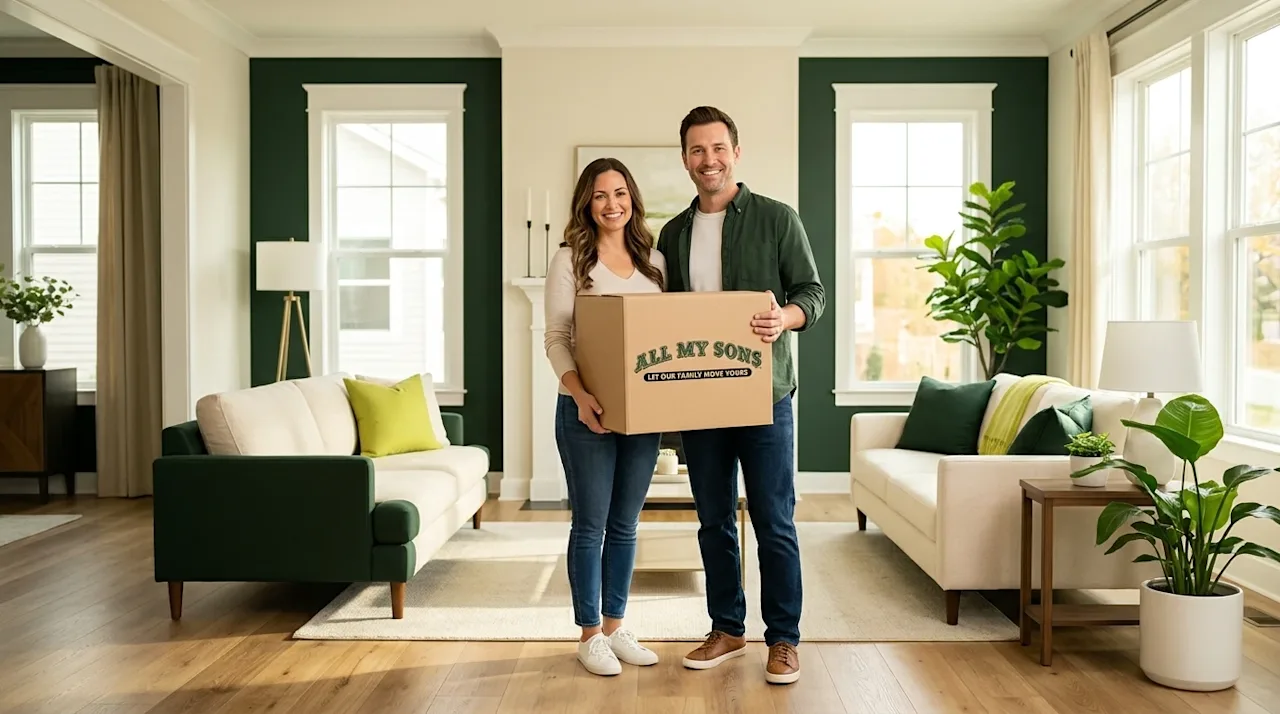 Clear and professional marketing photography of a bright, beautifully staged living room in a home being prepared for sale. A