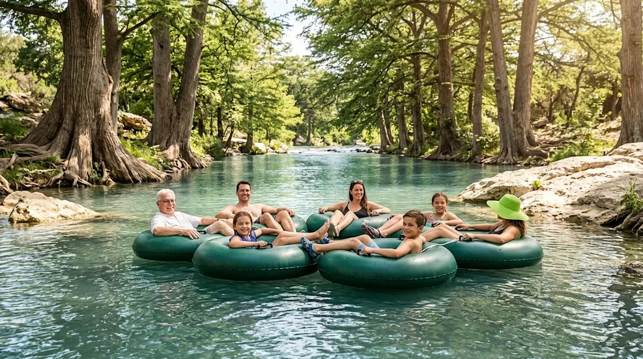Professional marketing lifestyle photography, full-bleed with no borders or graphic overlays. A cheerful family enjoying a su