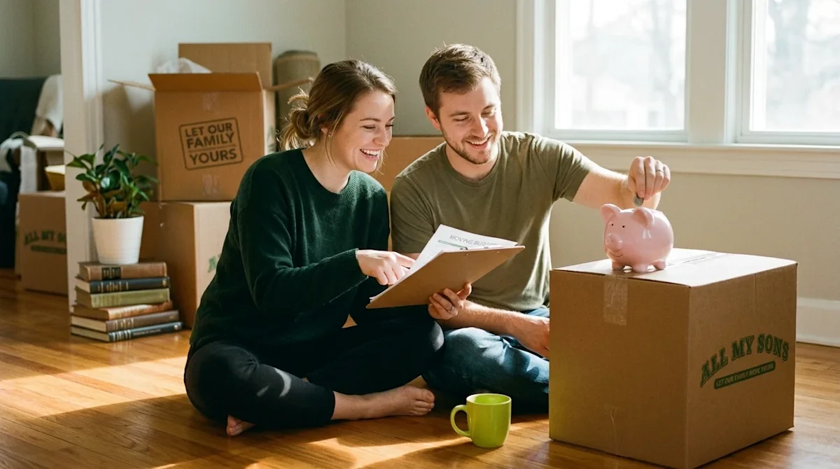 Authentic candid lifestyle photography of a cheerful young couple sitting on the warm hardwood floor of their home, happily d
