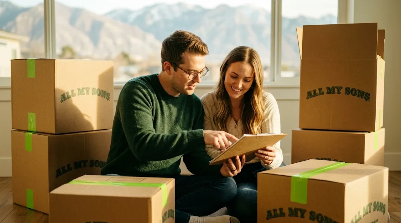 Candid lifestyle photography, 35mm film aesthetic, warm nostalgic lighting, slight film grain. A young couple sits comfortabl
