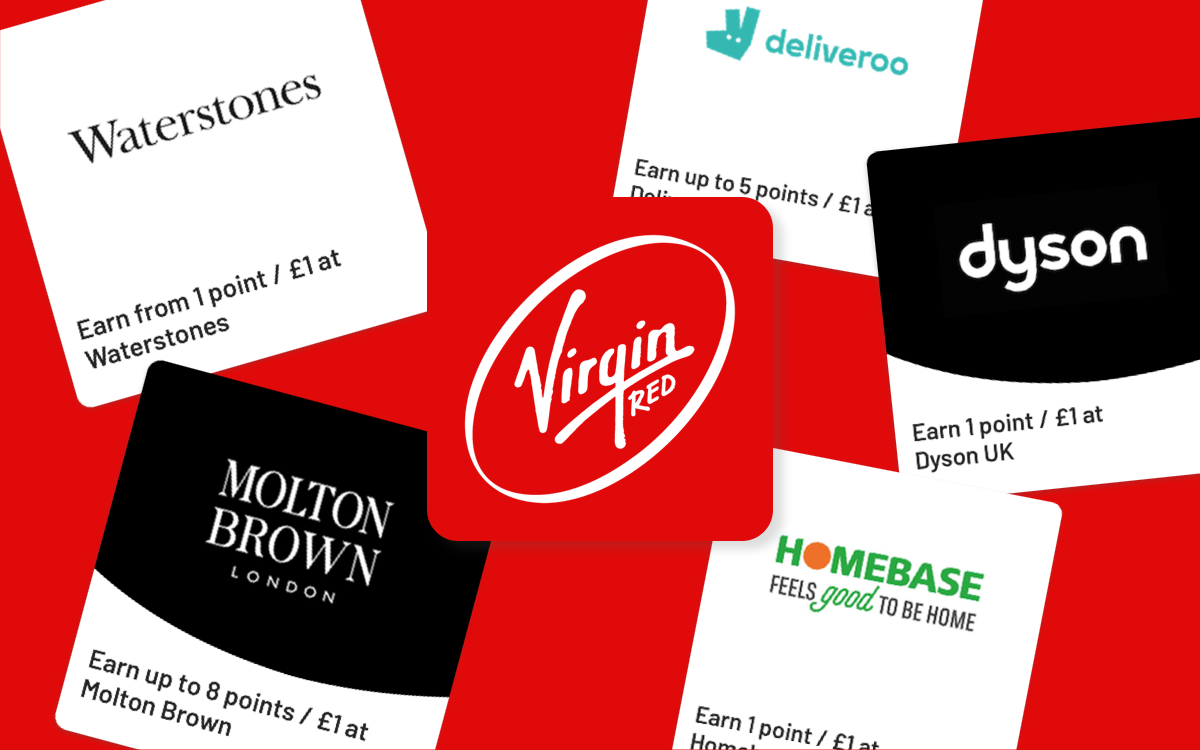 Image of Virgin Red logo surrounded by new earn partner offers in the UK.