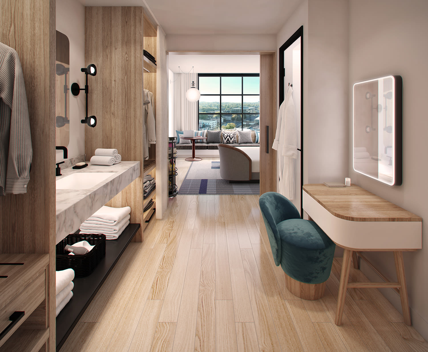 Render of the Chambers at Virgin Hotels Nashville