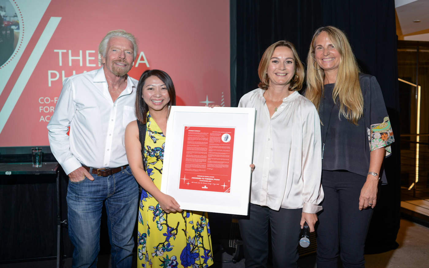 Richard Branson with Jean Oelwang and others